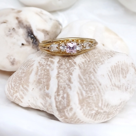 DAC Pink Sapphire and CZ Gold Ring - Picture 9 of 12